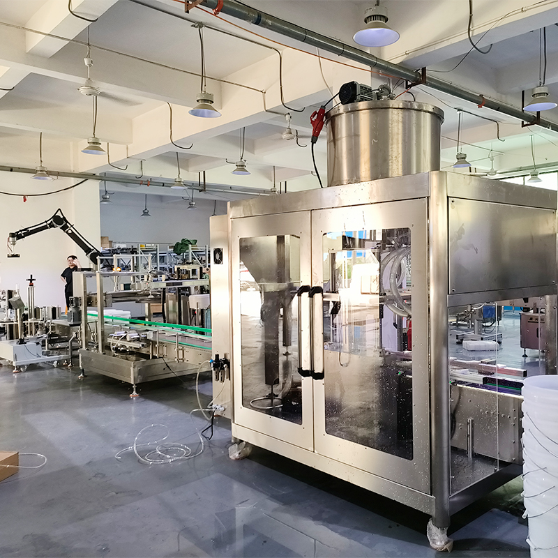 温州全自动化工桶称重灌装压盖码垛生产线